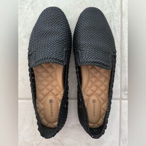 Birdies The Starling Black Vegan Leather Woven Loafer Size 8.5 Preppy Classic